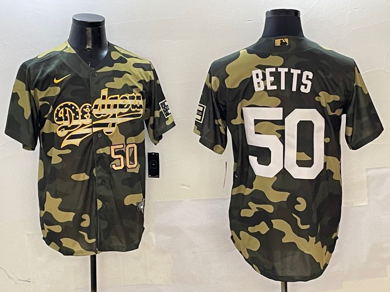 Men Los Angeles Dodgers #50 Betts Camo Joint Name 2025 Nike MLB Jersey style 10